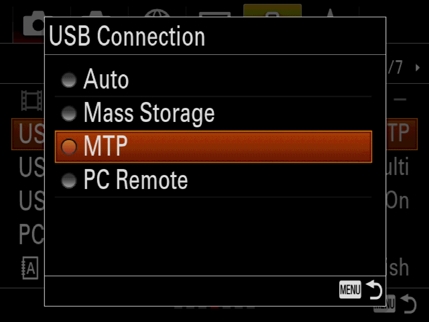 Sony USB Modes