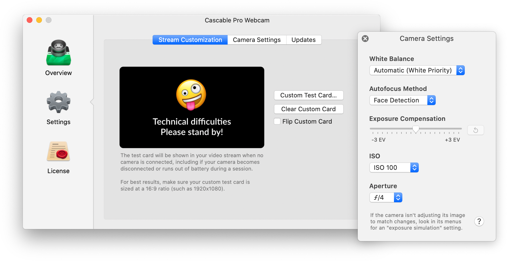 how to adjust external webcam settings mac